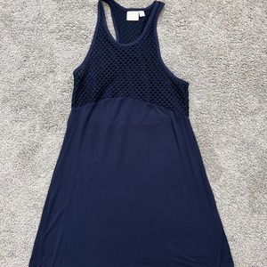 WOMEN’S BEACH BREAK SUN DRESS-BATHING SUIT COVER UP-NAVY BLUE-SIZE SMALL